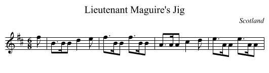 Lieutenant Maguire's Jig - staff notation