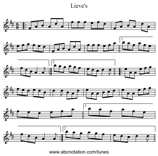 Lieve's - staff notation