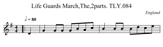 Life Guards March,The,2parts. TLY.084 - staff notation