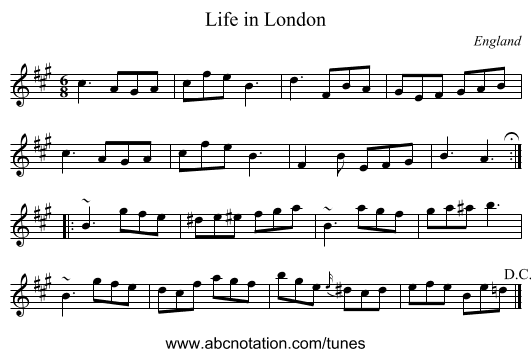 Life in London - staff notation