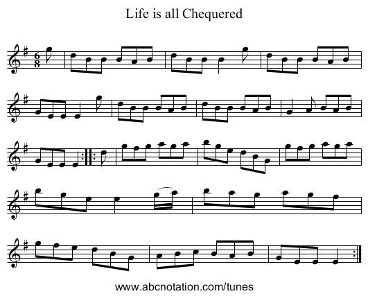Life is all Chequered - staff notation