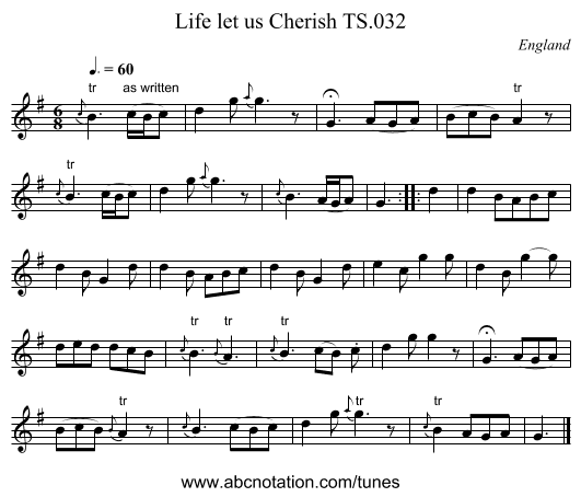 Life let us Cherish TS.032 - staff notation