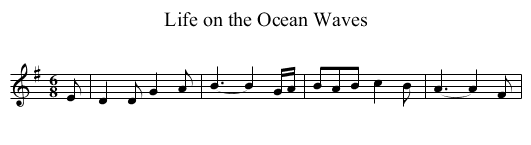 Life on the Ocean Waves - staff notation