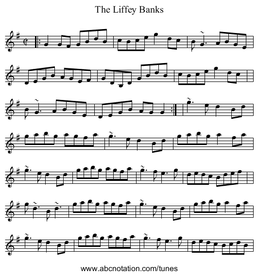 Liffey Banks, The - staff notation