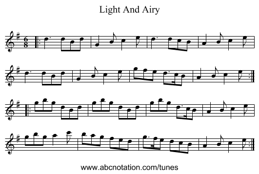 Light And Airy - staff notation