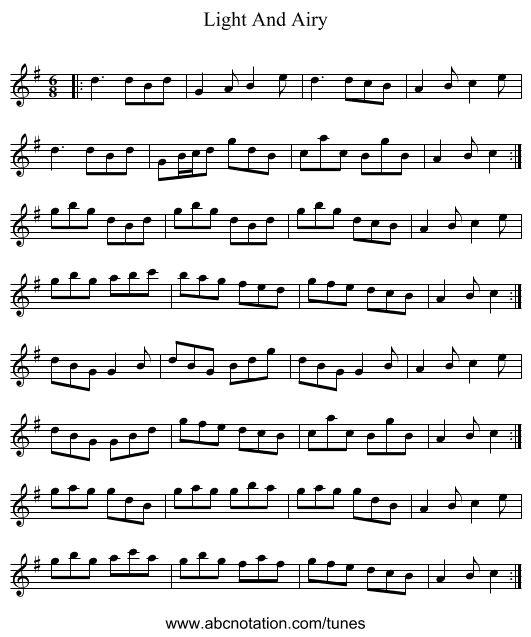 Light And Airy - staff notation