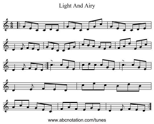 Light And Airy - staff notation