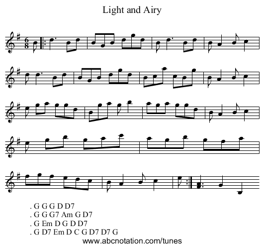 Light and Airy - staff notation