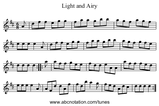 Light and Airy - staff notation