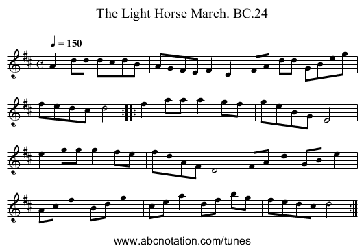 Light Horse March. BC.24, The - staff notation
