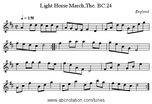 Light Horse March,The. BC.24 - staff notation