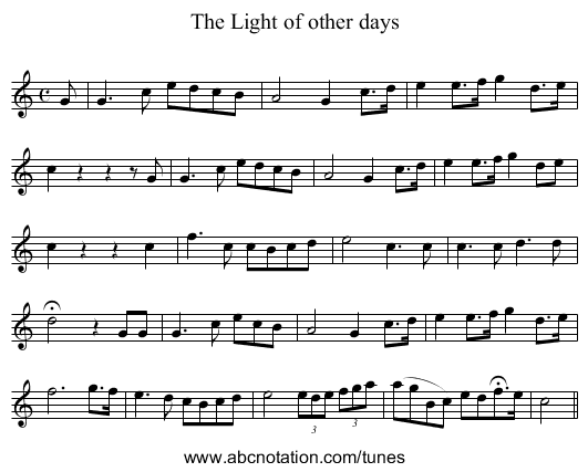 Light of other days, The - staff notation
