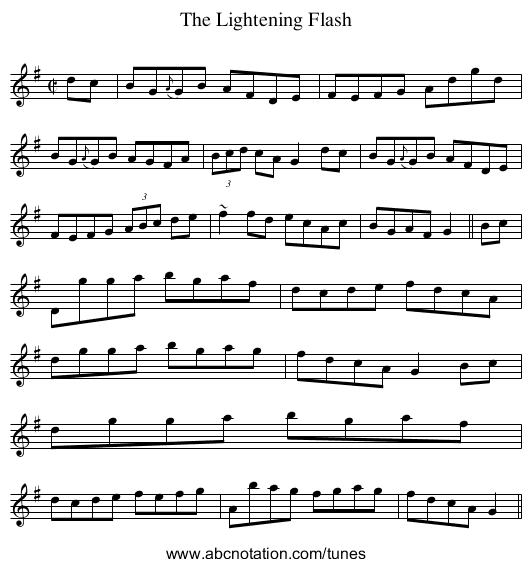 Lightening Flash, The - staff notation