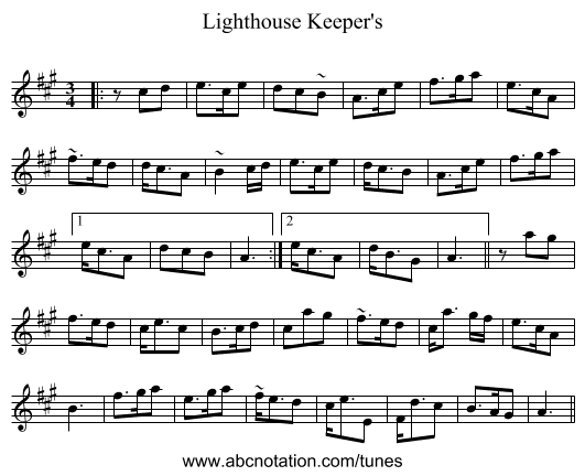 Lighthouse Keeper's - staff notation
