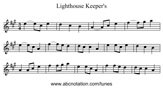 Lighthouse Keeper's - staff notation