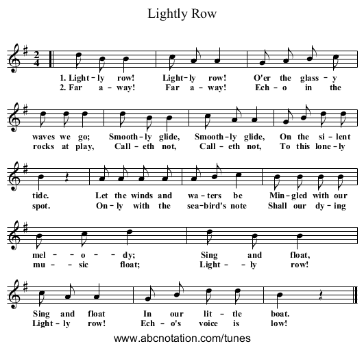 Lightly Row - staff notation