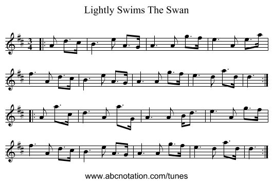 Lightly Swims The Swan - staff notation