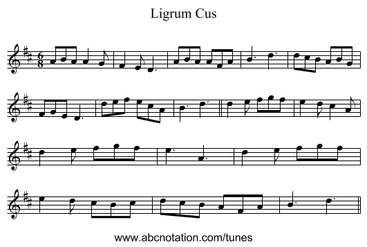 Ligrum Cus - staff notation