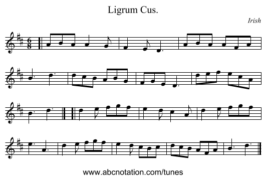Ligrum Cus. - staff notation