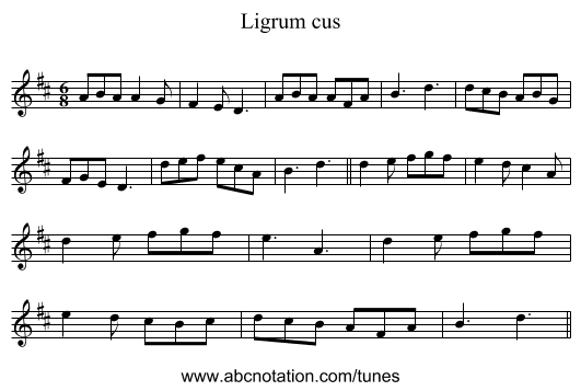 Ligrum cus - staff notation