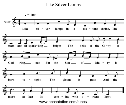 Like Silver Lamps - staff notation