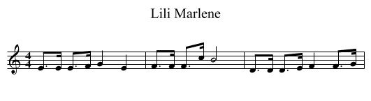 Lili Marlene - staff notation
