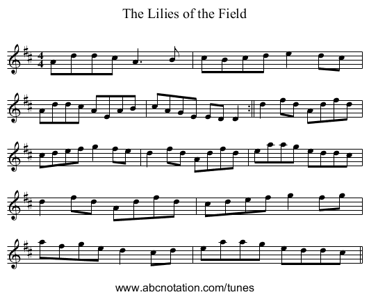 Lilies of the Field, The - staff notation