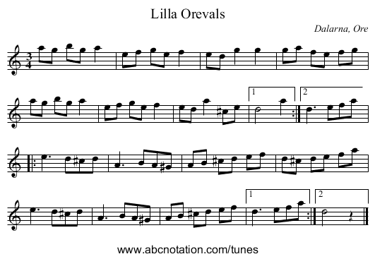 Lilla Orevals - staff notation