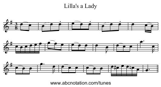 Lilla's a Lady - staff notation