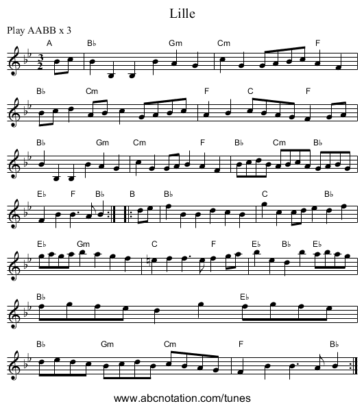 Lille - staff notation