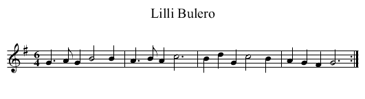 Lilli Bulero - staff notation