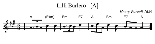 Lilli Burlero   [A] - staff notation