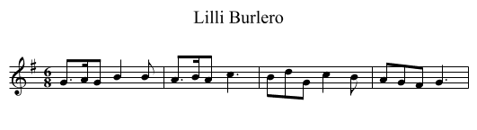 Lilli Burlero - staff notation