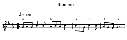 Lillibulero - staff notation