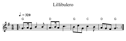 Lillibulero - staff notation