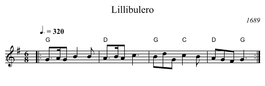 Lillibulero - staff notation