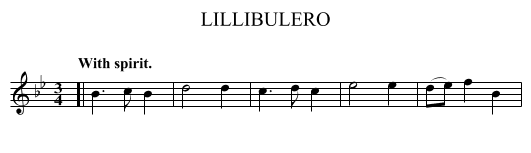 LILLIBULERO - staff notation