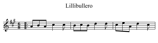 Lillibullero - staff notation