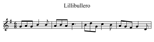 Lillibullero - staff notation