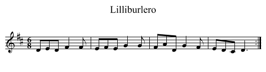 Lilliburlero - staff notation