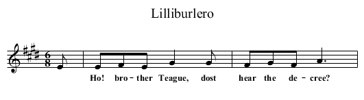Lilliburlero - staff notation