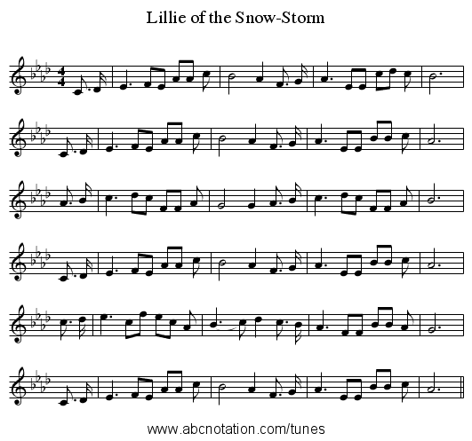 Lillie of the Snow-Storm - staff notation