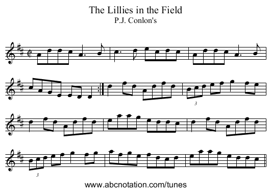 Lillies in the Field, The - staff notation