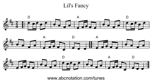 Lil's Fancy - staff notation