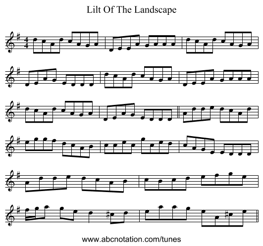 Lilt Of The Landscape - staff notation