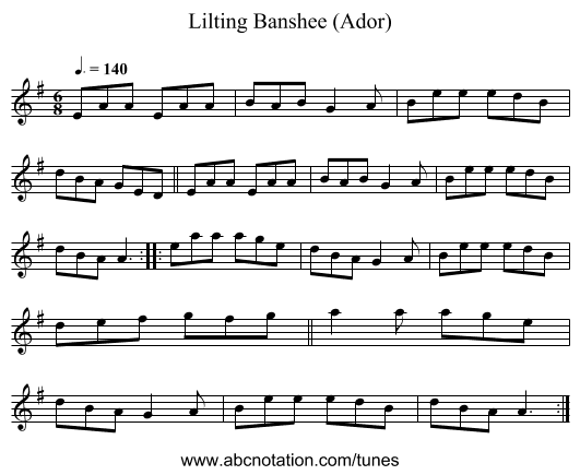 Lilting Banshee (Ador) - staff notation