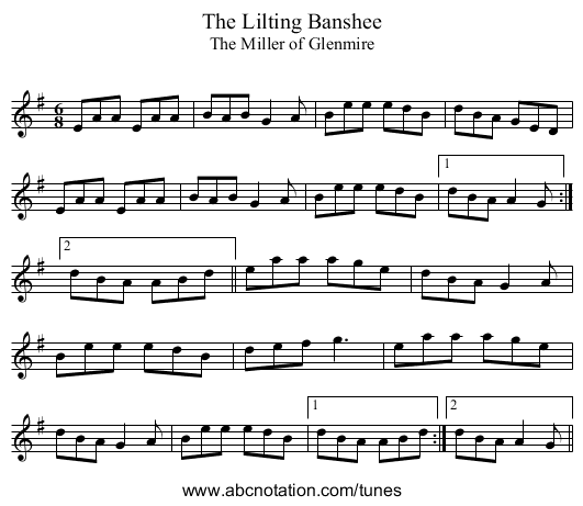 Lilting Banshee, The - staff notation