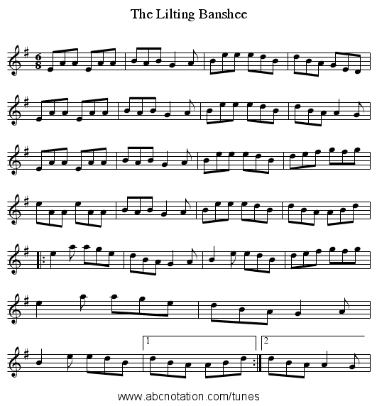 Lilting Banshee, The - staff notation