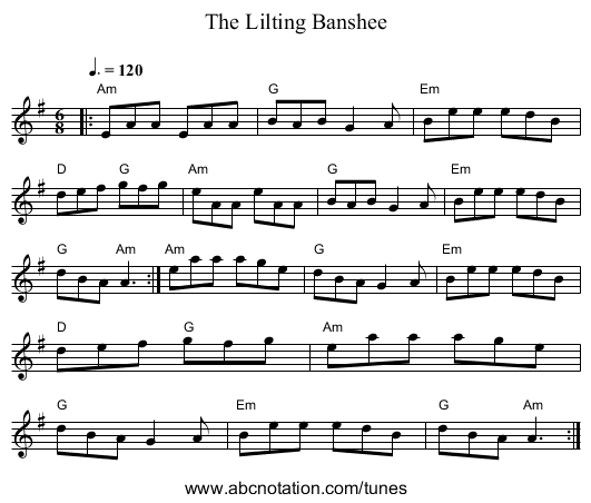 Lilting Banshee, The - staff notation