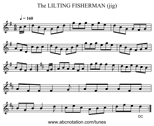 LILTING FISHERMAN (jig), The - staff notation